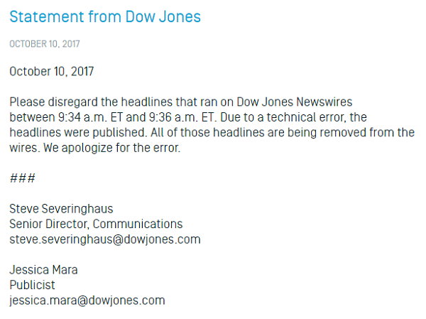 Dow Jones Newswires - Comunicado