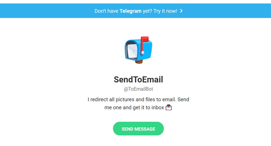 ToEmailBot envía al buzón de email, los adjuntos en mensajes de Telegram