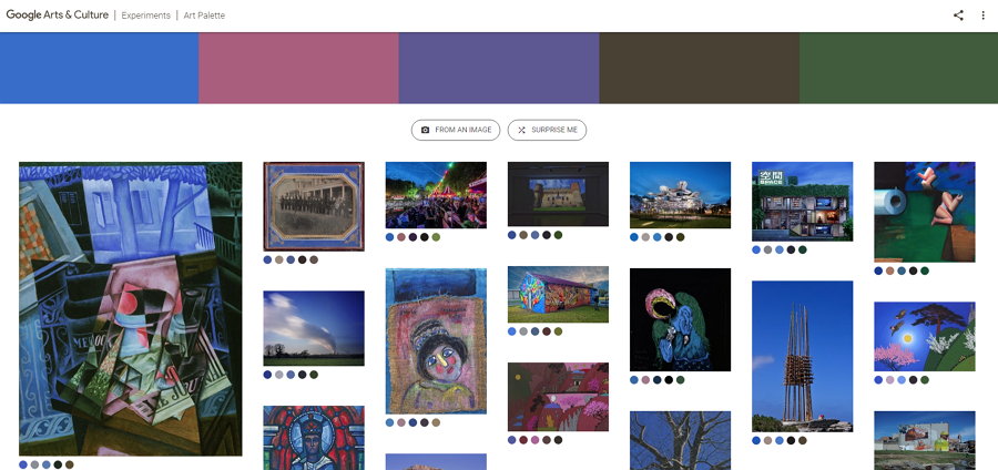 Art Palette es un nuevo experimento de Google que permite buscar arte basado en paletas de colores