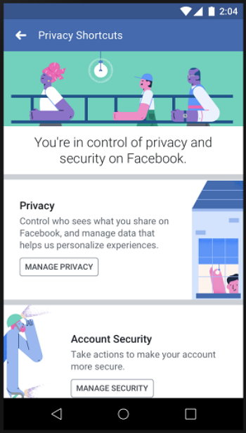 Facebook - Menú de Accesos Directos a los Controles de Privacidad