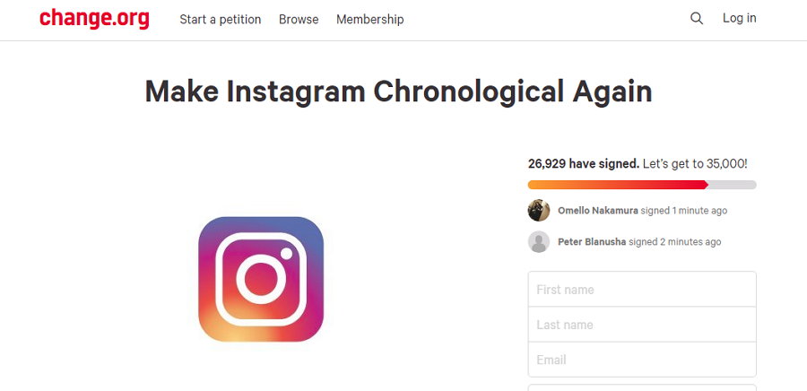 Instagram - Change.Org - Feed Cronológica