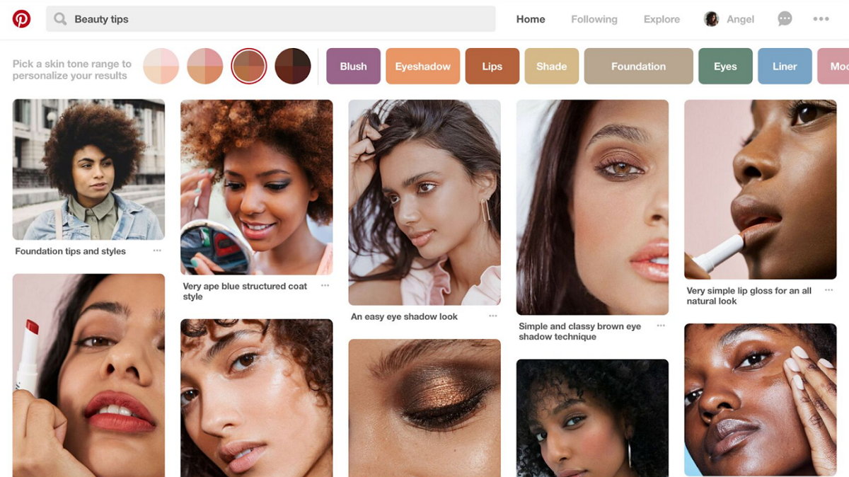 Pinterest ahora permite filtrar búsquedas por rango de tono de piel
