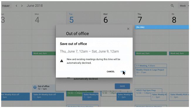 Calendario de Google - Fuera de la Oficina