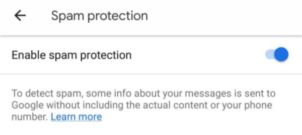 Mensajes de Google - Protección de Spam