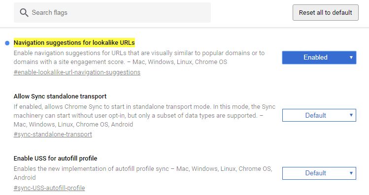 Chrome URLs Lookalike