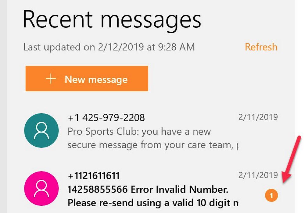 Microsoft Your Phone - SMS