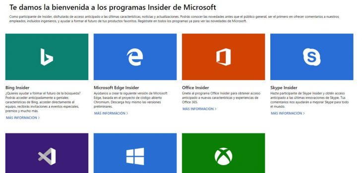 Microsoft creó una página web para mostrar todos sus Programas Insider