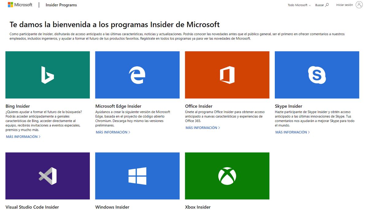 Progrmas Insider de Microsoft
