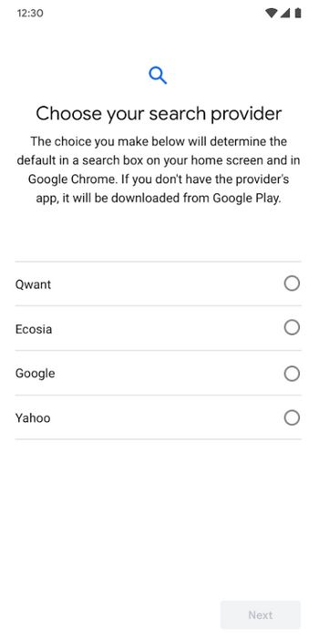 Google Android - Seleccionar Buscador