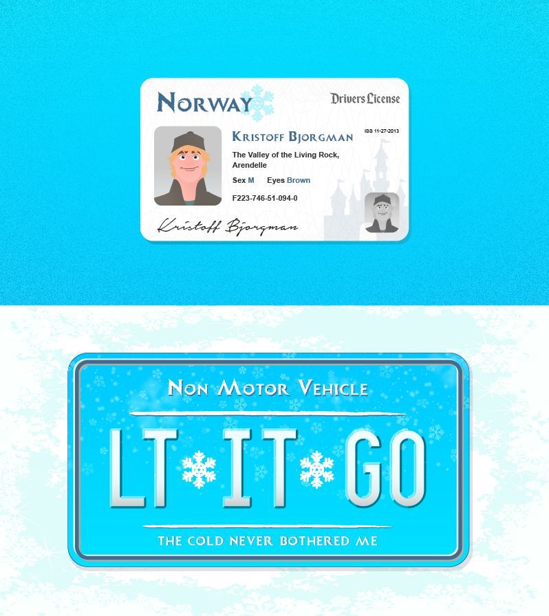 Personajes de Disney - Licencia de Conducir - Placa de Identificación