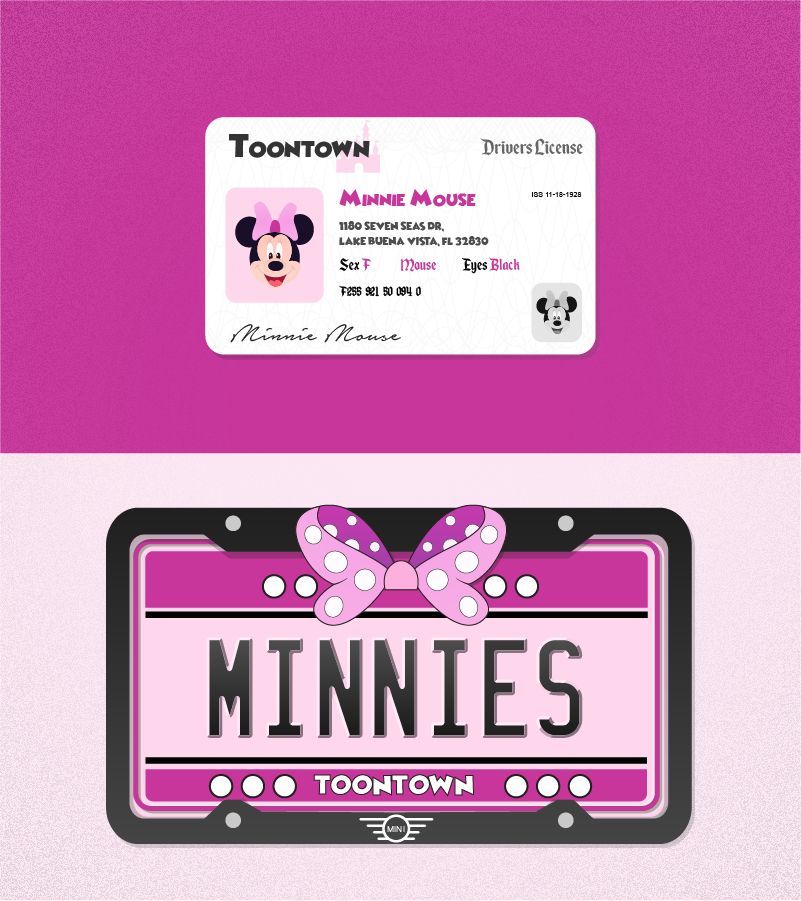Minnie - Licencia de Conducir - Placa de Identificación