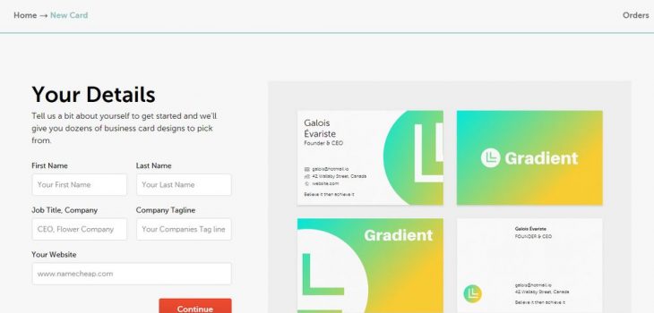 Business Card maker, Namecheap agrega otra útil herramienta a su servicio, un creador de tarjetas de presentación
