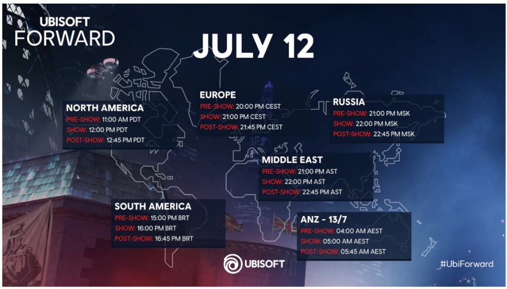 Ubisoft Forward 2020 - Horas del Evento Alrededor del Mundo
