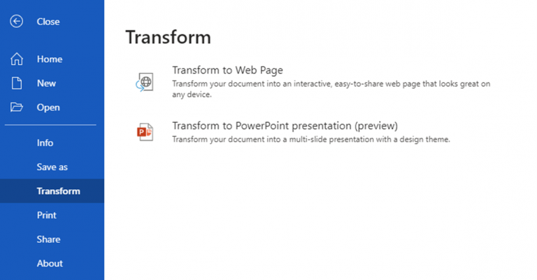 Mocrosoft Word - PowerPoint - Transformar