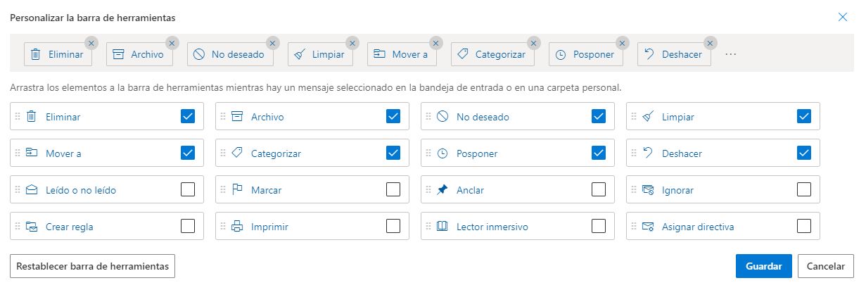 Microsoft Outlook Web - Personalizar Barra de Herramientas