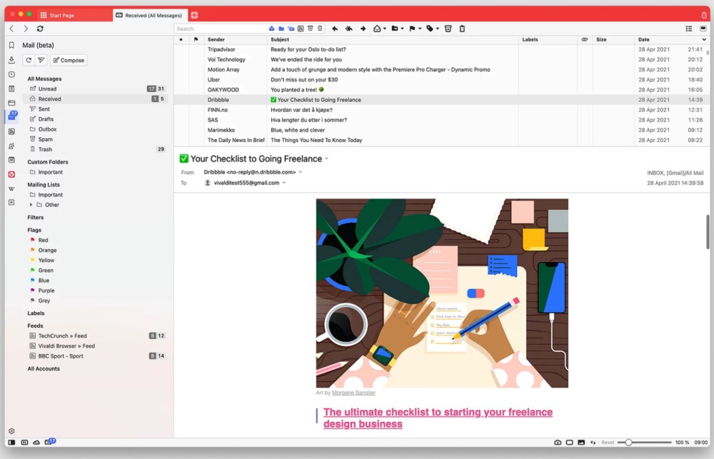 Vivaldi lanza la beta de su cliente de correo electrónico