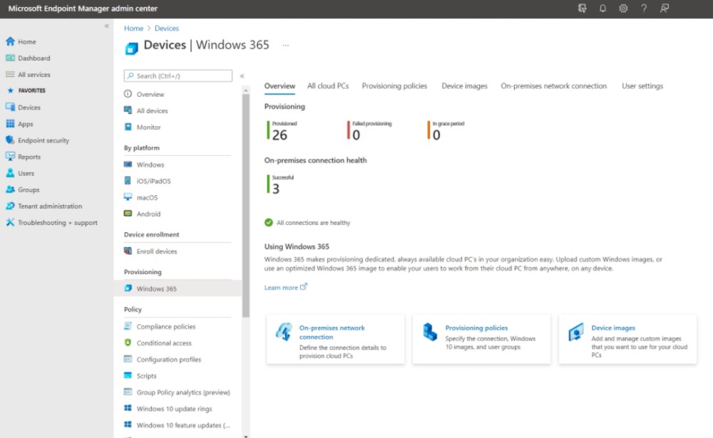 Windows 365 - Windows Endpoint Manager Admin Center