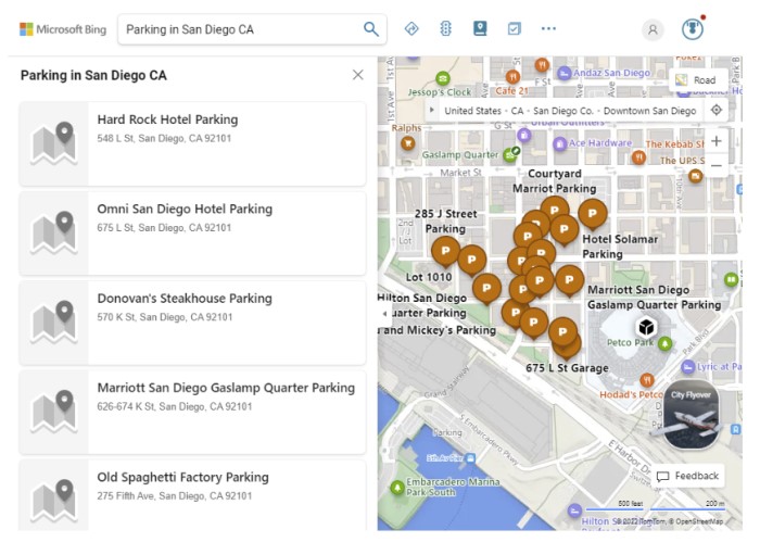 Mapas de Bing - Buscador de Estacionamiento