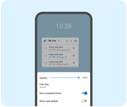 Microsoft To Do Android - Personalización de Widgets