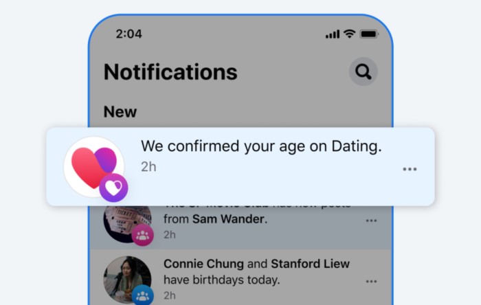 Facebook Dating - Verificación de Edad