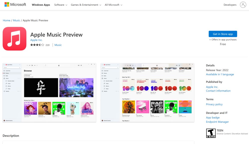 Ya se encuentran disponibles aplicaciones de Apple para reemplazar iTunes en Windows 11 thumbnail