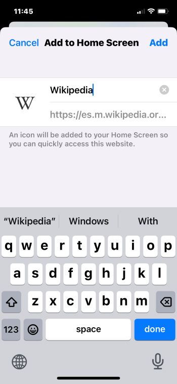 Crear acceso directo a una página en iOS