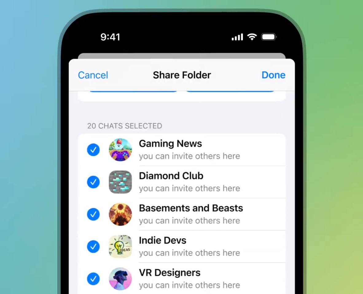 Telegram - Folders Compartibles