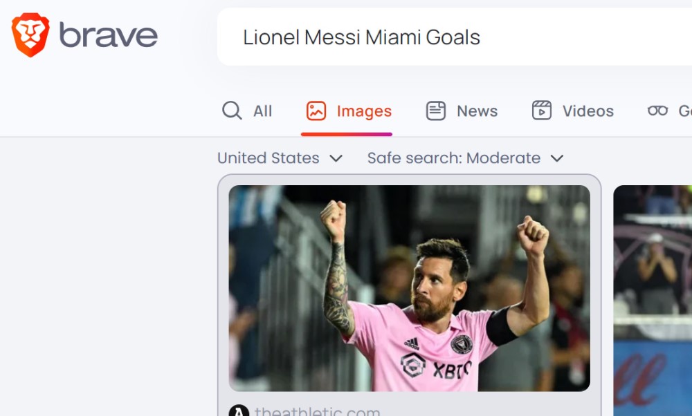 Brave Search Imágenes de los Goles de Messi en Miami