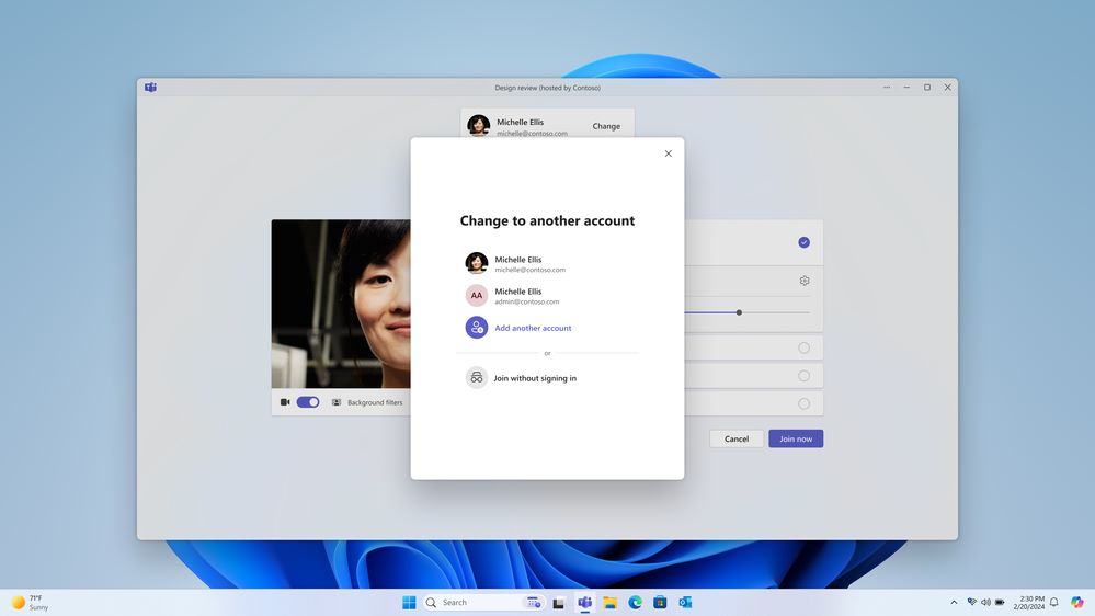 Microsoft Teams - Meetings Account Picker