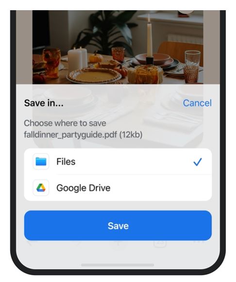 Chrome iOS - Guarda archivos y fotos en Google Drive y Google Photos